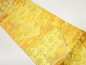 佐賀錦丸文・向かい鶴・草花に流水模様織出し袋帯